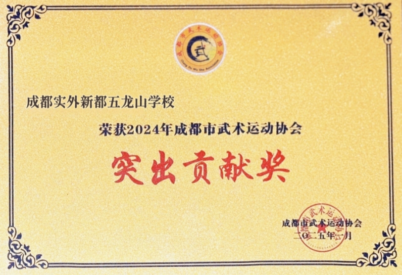 学校荣誉丨荣获2024年成都市武术运动协会突出贡献奖