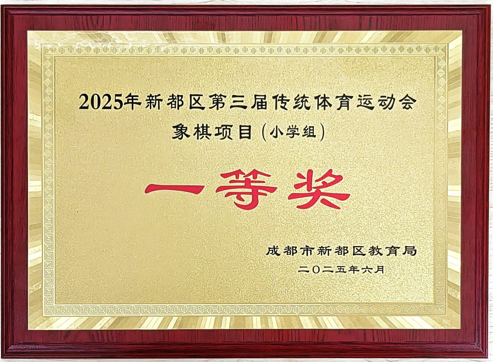 学校荣誉&nbsp;|&nbsp;2025年新都区第三届传统体育运动会象棋项目(小学组）：一等奖